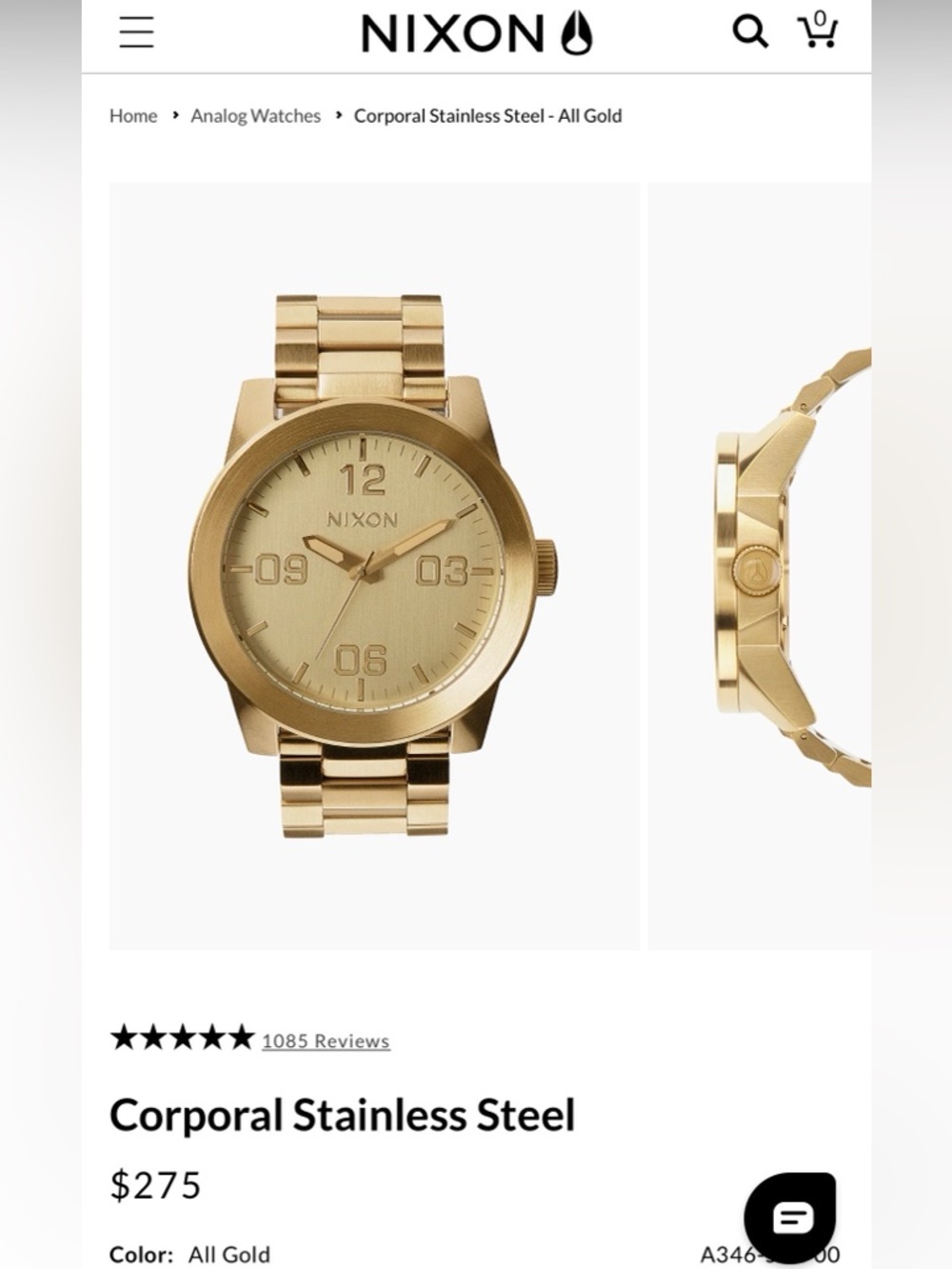 Nixon All-Gold Corporal Stainless Steel Men's Watch